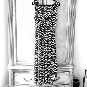 Chico’s Long Black & White Zebra Print Dress